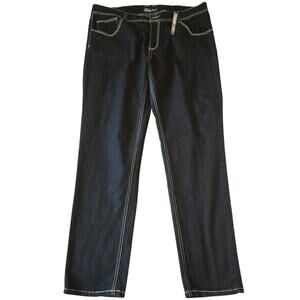 Sz 22 BLUE PEARL Dark denim White Stitching Skinny Jeans